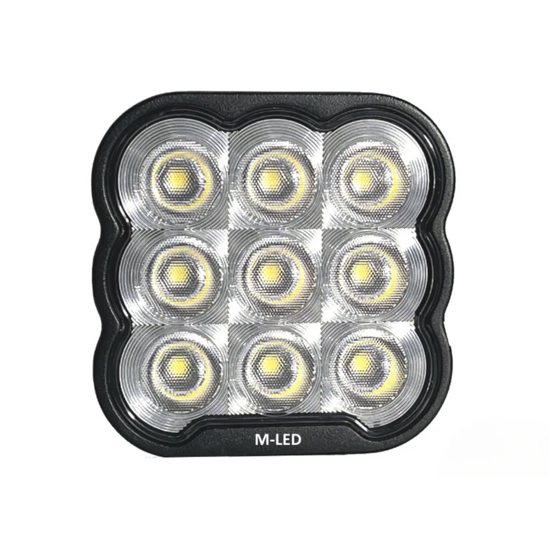 Quadratische LED-Arbeitsleuchte mit Edelstahlhalterung / 9xLED / 45W