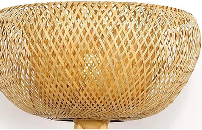 Stehlampe aus Rattan und schwarzem Metall für Wohnzimmer – Rotanique