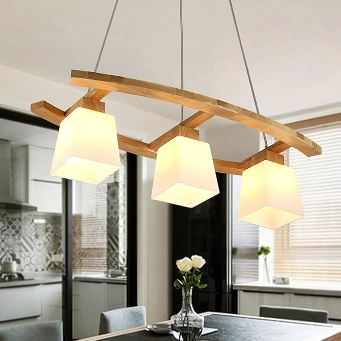 Moderne japanische Holzpendelleuchte – Senka