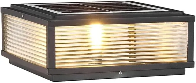 Schwarze Außen-Stehlampe aus geriffeltem Glas – Veraluce