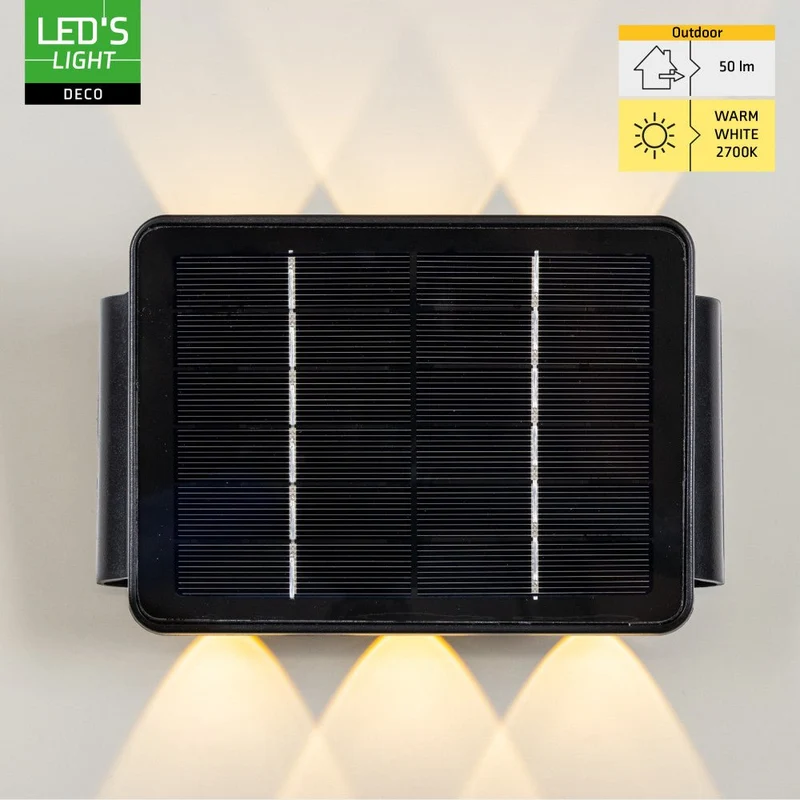 LED Solar Außenleuchte 50lm 2700K warmweiß IP54 Schwarz - LED's Light Deco