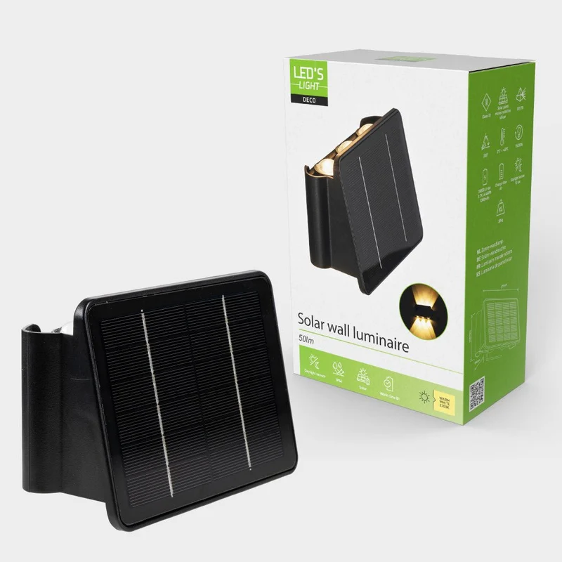LED Solar Außenleuchte 50lm 2700K warmweiß IP54 Schwarz - LED's Light Deco