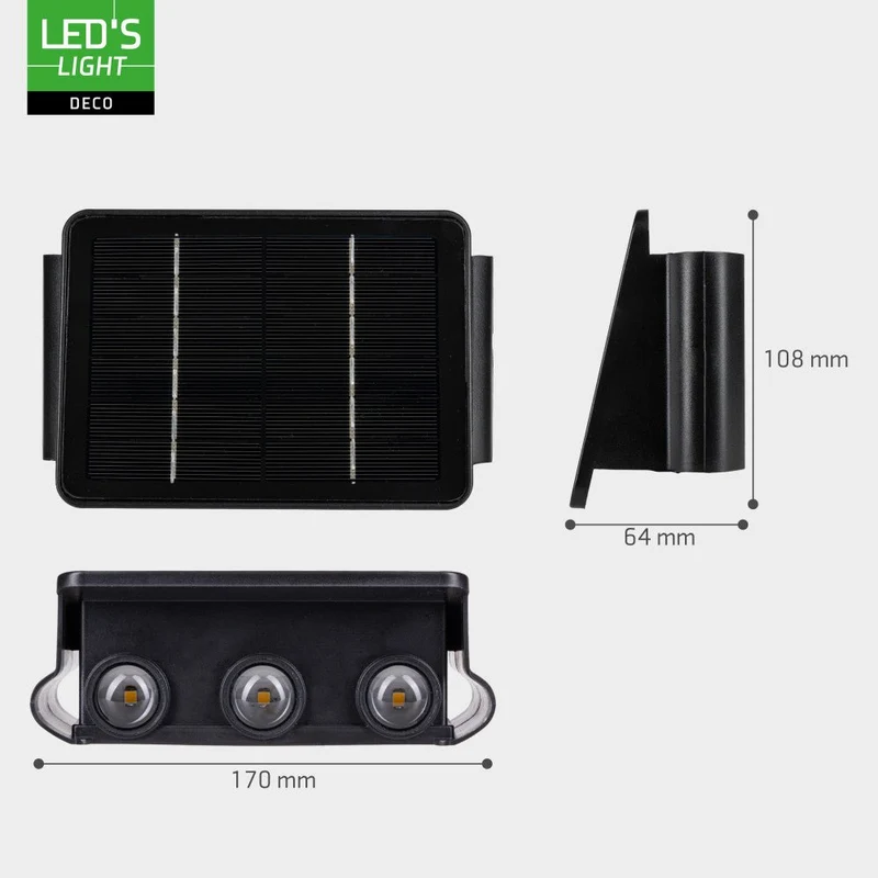 LED Solar Außenleuchte 50lm 2700K warmweiß IP54 Schwarz - LED's Light Deco