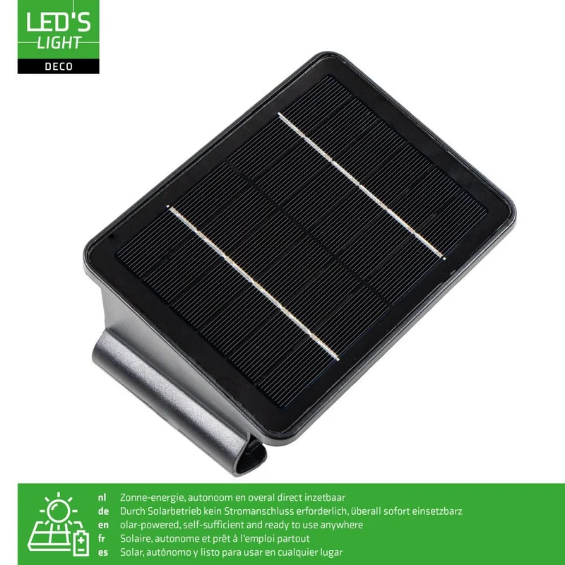 LED Solar Außenleuchte 50lm 2700K warmweiß IP54 Schwarz - LED's Light Deco
