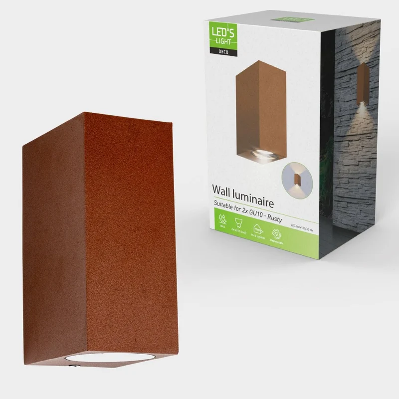 LED Wandleuchte GU10 IP44 Rostfarben - LED's Light