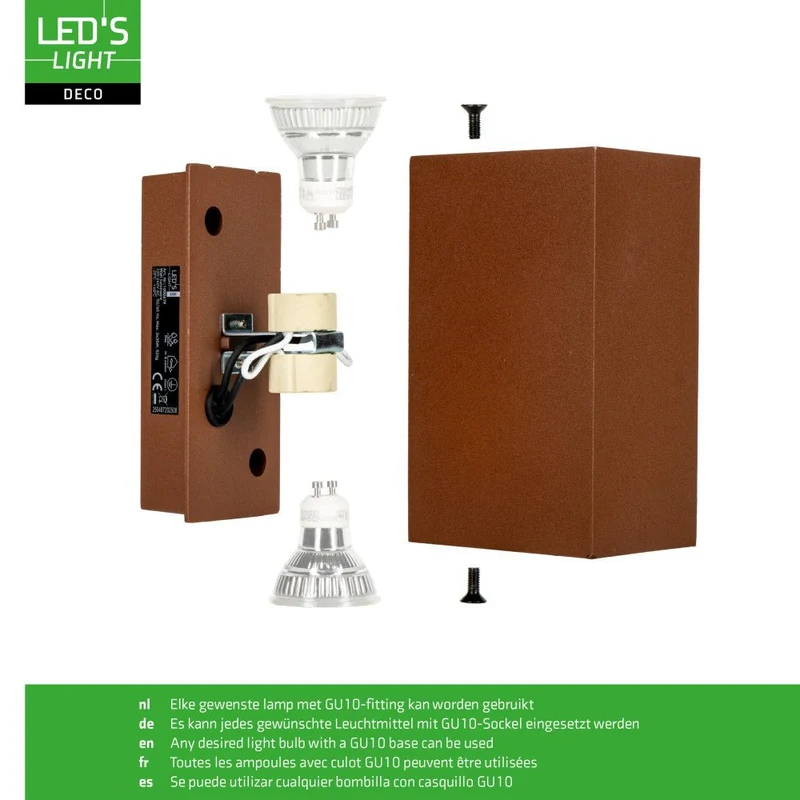 LED Wandleuchte GU10 IP44 Rostfarben - LED's Light