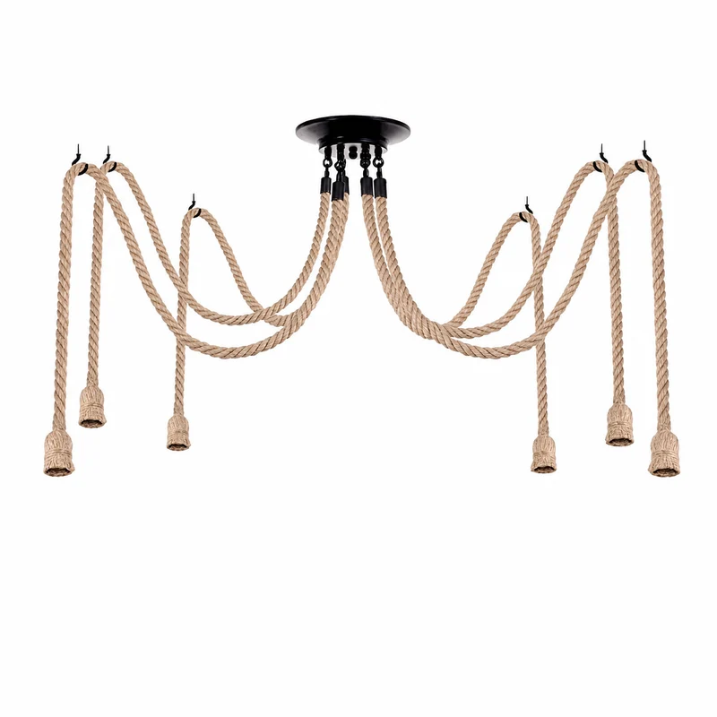 Industrielle LED Pendelleuchte mit verstellbarem Hanfseil ~3498