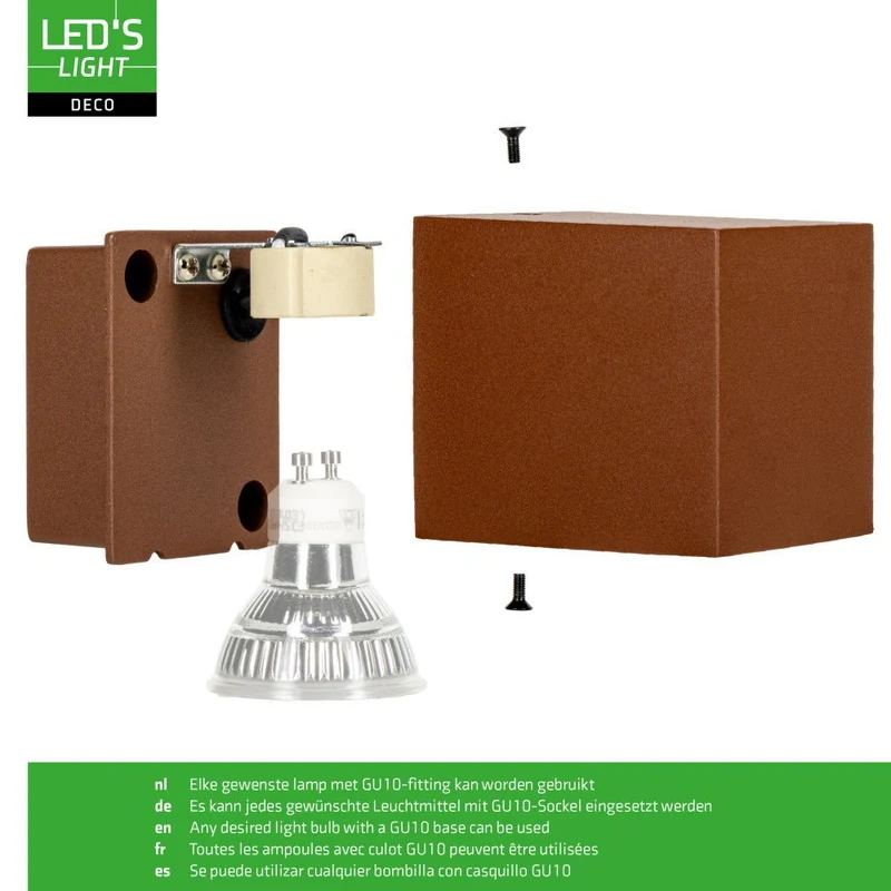 LED Wandleuchte GU10 max. 35W IP44 Rostfarben - LED's Light
