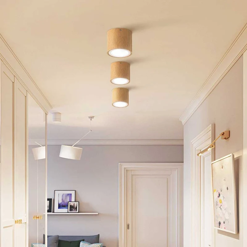 Ceiling Light Downlight Wood LED Cylinder/Cube, Log Color