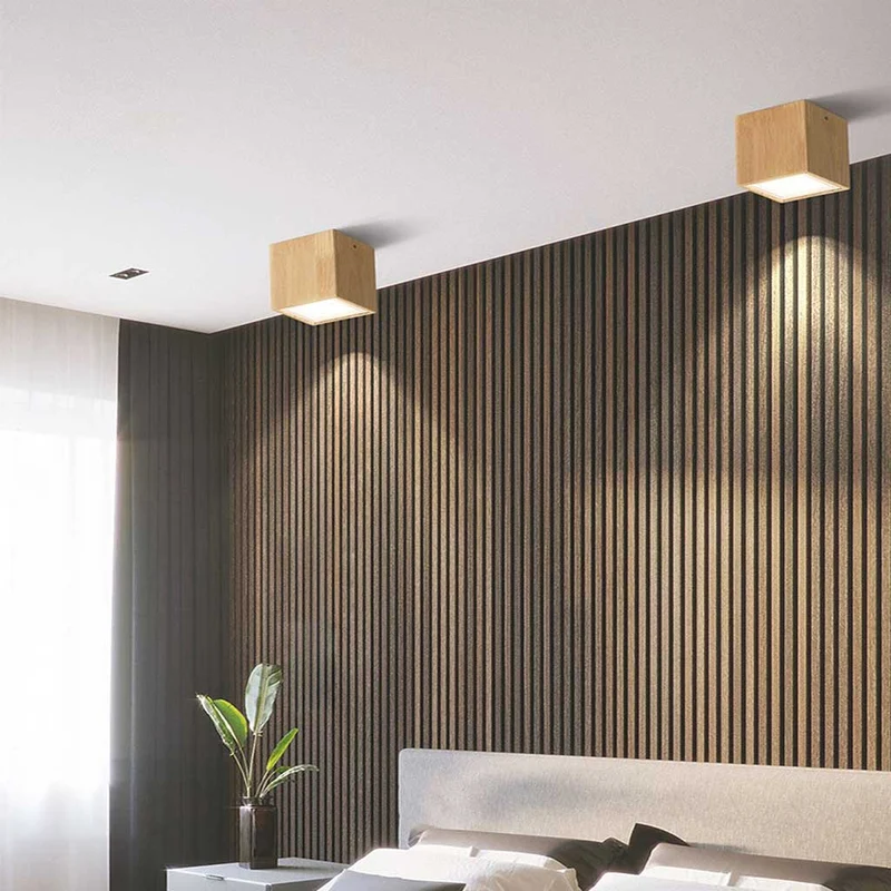 Ceiling Light Downlight Wood LED Cylinder/Cube, Log Color