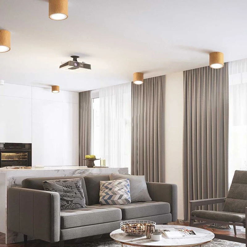 Ceiling Light Downlight Wood LED Cylinder/Cube, Log Color
