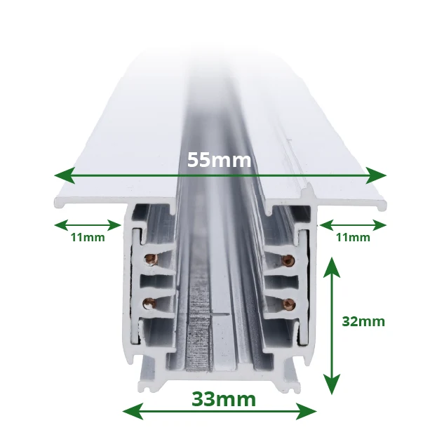 3-Phasen-Schiene | Unterputz | 100 cm | Weiß