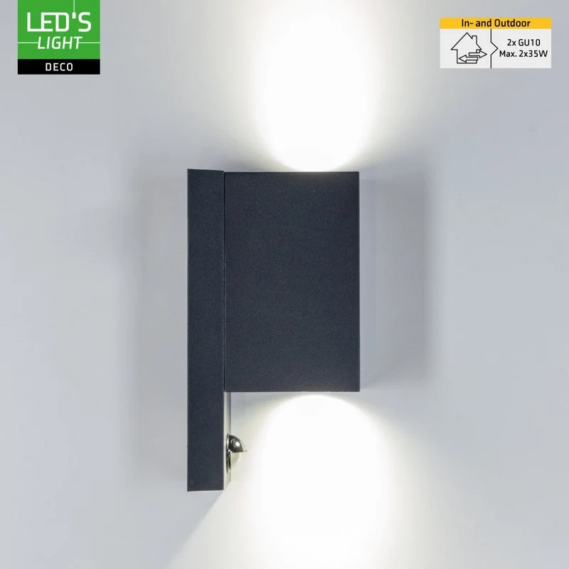 LED Wandleuchte GU10 H 220mm IP44 Schwarz - LED's Light