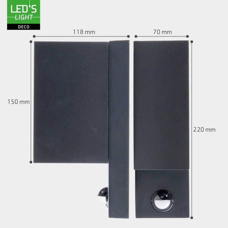 LED Wandleuchte GU10 H 220mm IP44 Schwarz - LED's Light