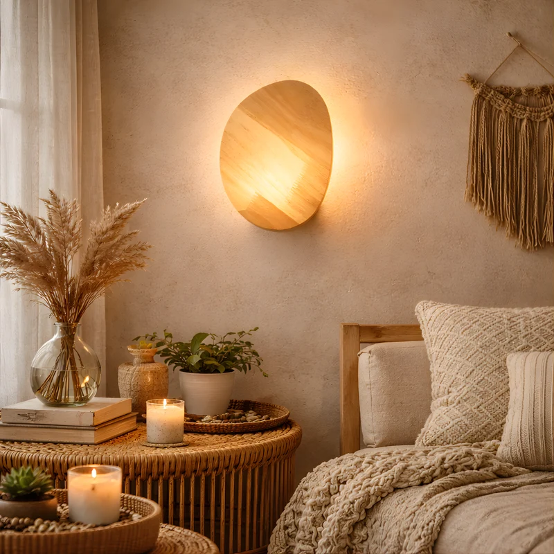 Elegante Wandleuchte aus Holz für Innenräume – Armonille