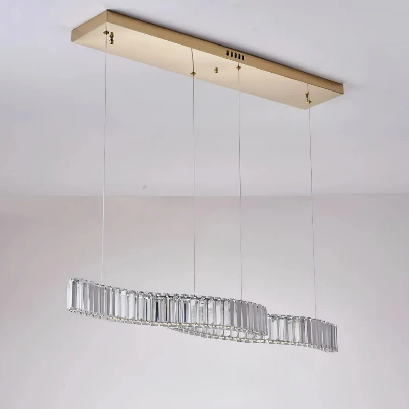 Moderne dimmbare Kristall-Pendelleuchte mit Wellenform für Esszimmer