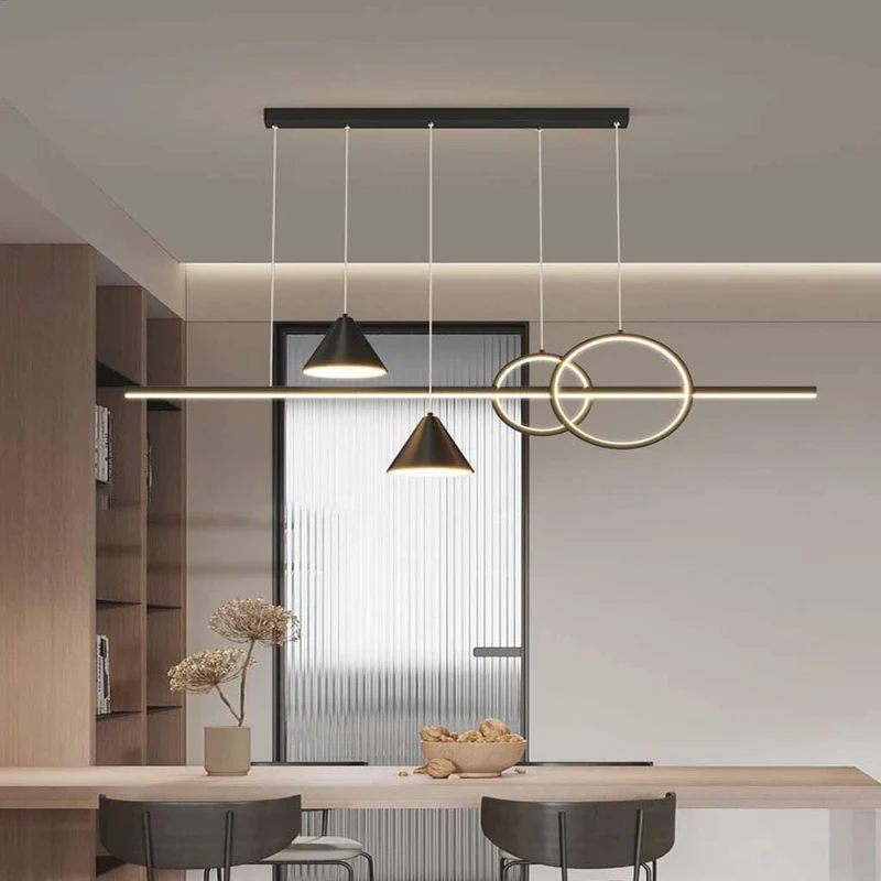 Chandelier Modern Minimalist Geometric Linear LED, Black / White