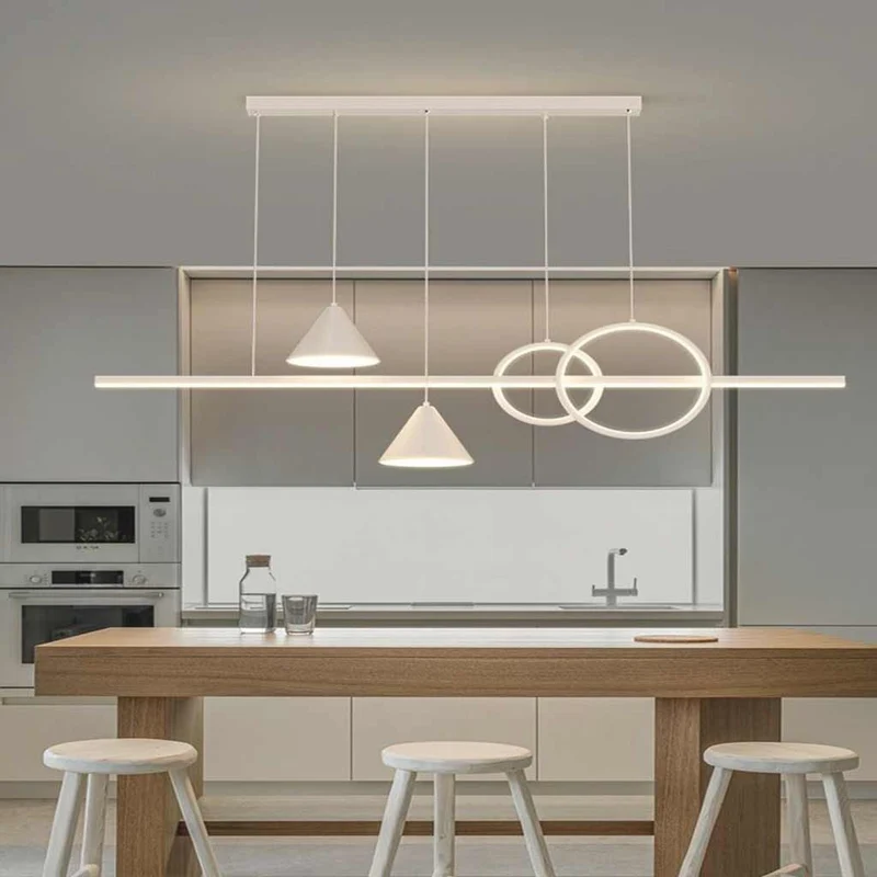 Chandelier Modern Minimalist Geometric Linear LED, Black / White