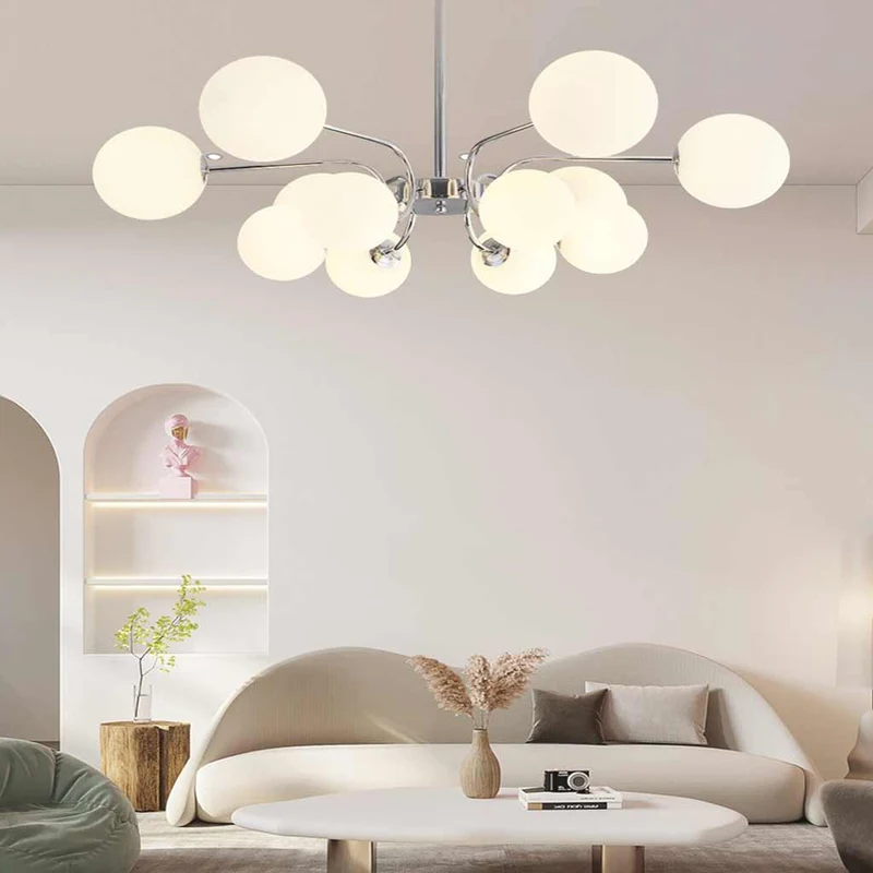 Chandelier Modern Nordic Sputnik Glass Globe, Chrome/Gold