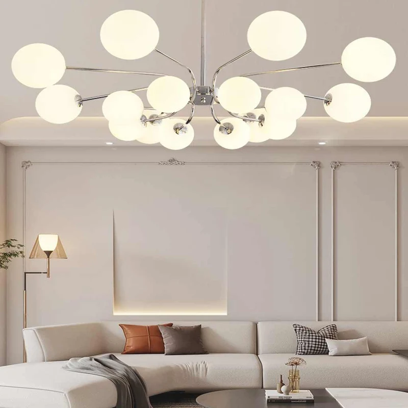 Chandelier Modern Nordic Sputnik Glass Globe, Chrome/Gold
