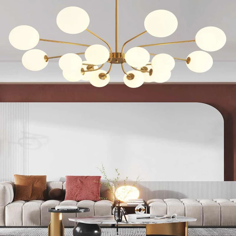 Chandelier Modern Nordic Sputnik Glass Globe, Chrome/Gold
