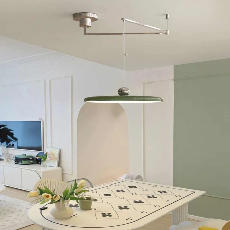 Pendant Light Adjustable Swing Arm UFO Dimmable, 5 Colors