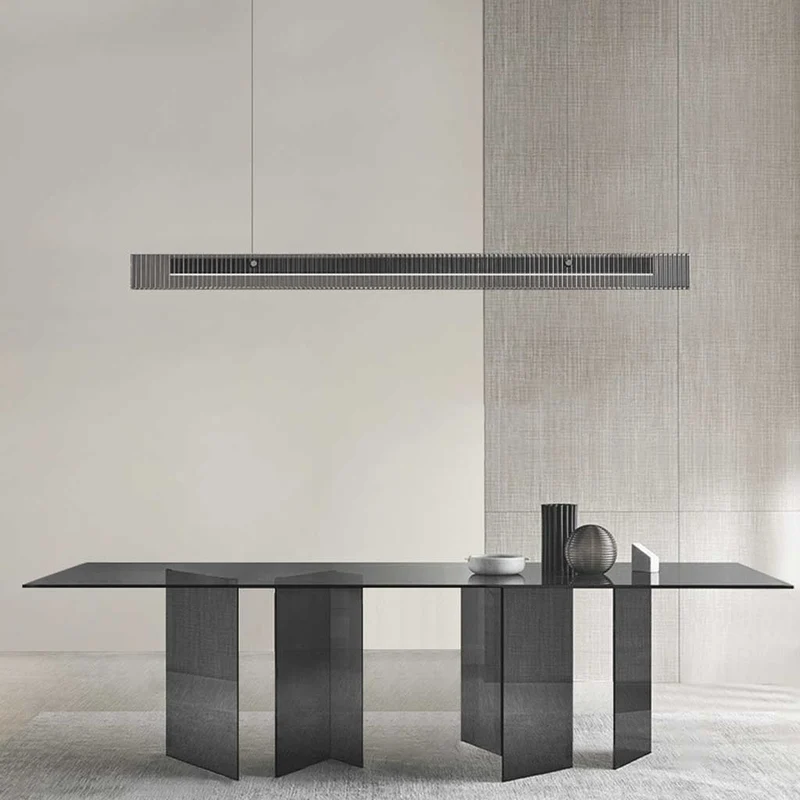 Pendant Light Minimalist Linear Glass LED Dimmable, Black