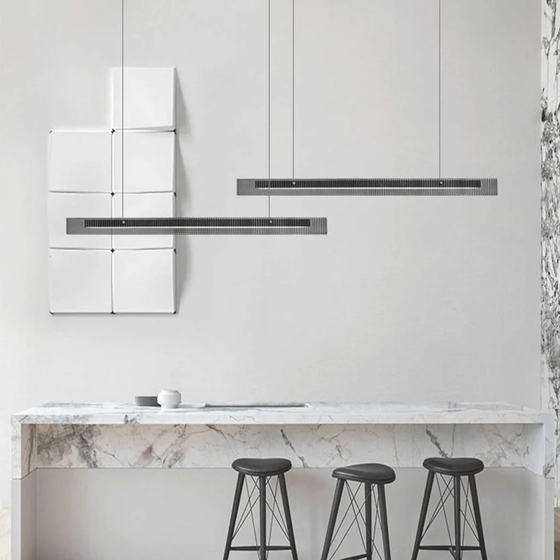 Pendant Light Minimalist Linear Glass LED Dimmable, Black