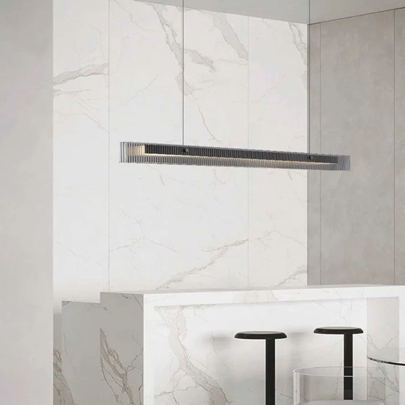 Pendant Light Minimalist Linear Glass LED Dimmable, Black
