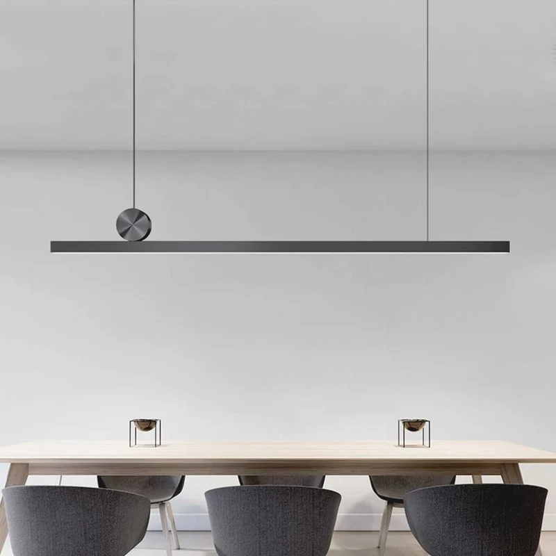 Pendant Light Simple Long Linear LED Dimmable, Black