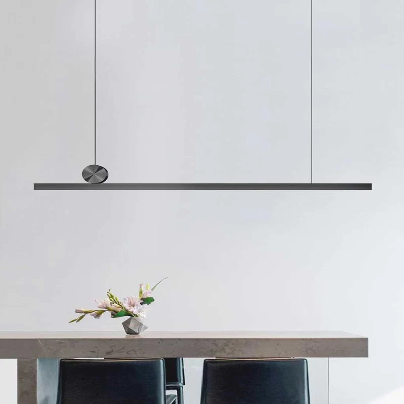 Pendant Light Simple Long Linear LED Dimmable, Black