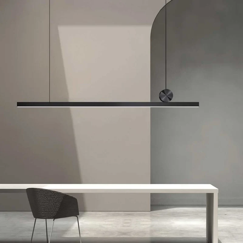 Pendant Light Simple Long Linear LED Dimmable, Black