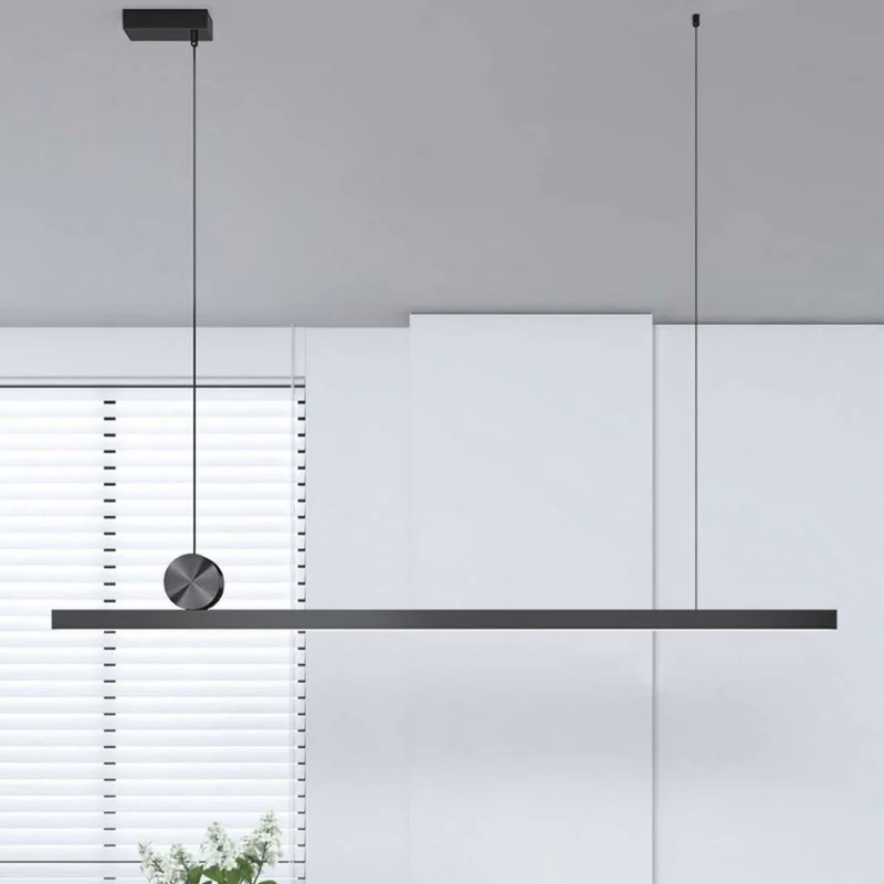 Pendant Light Simple Long Linear LED Dimmable, Black