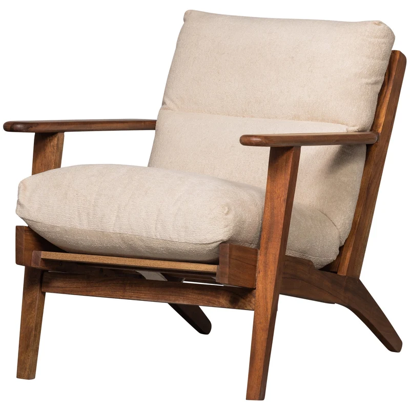 Loungesessel Houston Bouclé/Akazienholz - Woood