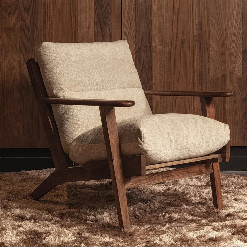 Loungesessel Houston Bouclé/Akazienholz - Woood