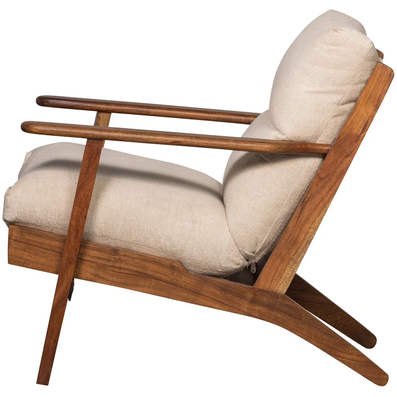 Loungesessel Houston Bouclé/Akazienholz - Woood