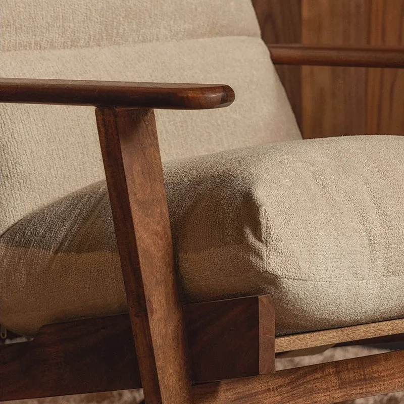 Loungesessel Houston Bouclé/Akazienholz - Woood