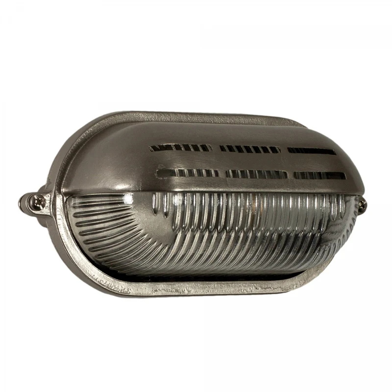 Casa Padrino Jugendstil Schiffslampe 23 x 10 x H. 12 cm - Nickel - Nostalgische Wetterfeste Außenleuchte