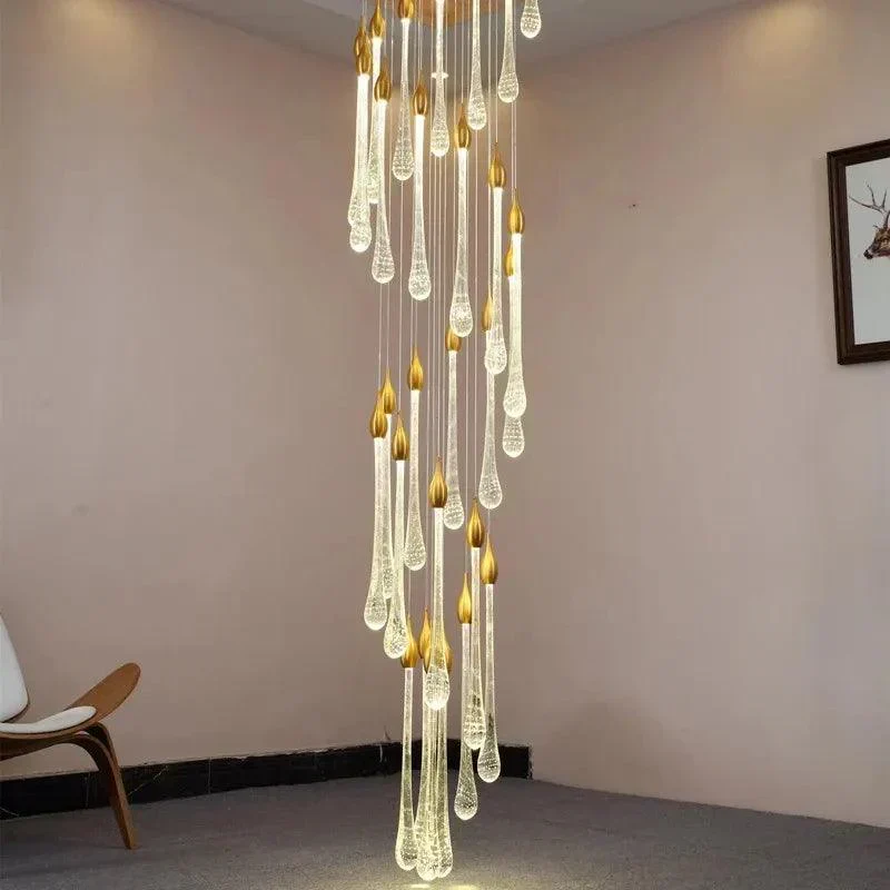 Goldener Kristall-Kronleuchter für Treppe – Cristalya