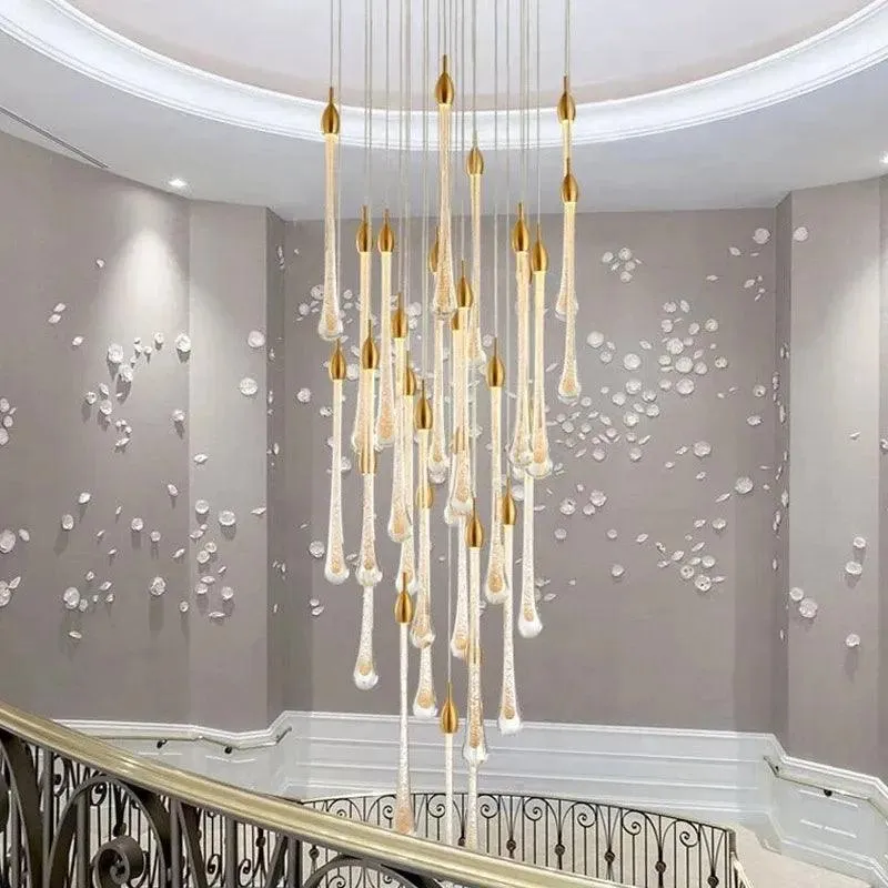 Goldener Kristall-Kronleuchter für Treppe – Cristalya