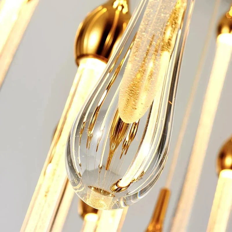 Goldener Kristall-Kronleuchter für Treppe – Cristalya