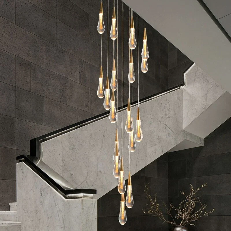 Goldener Kristall-Kronleuchter für Treppe – Cristalya