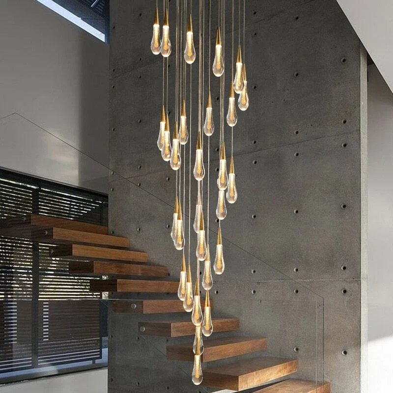 Goldener Kristall-Kronleuchter für Treppe – Cristalya