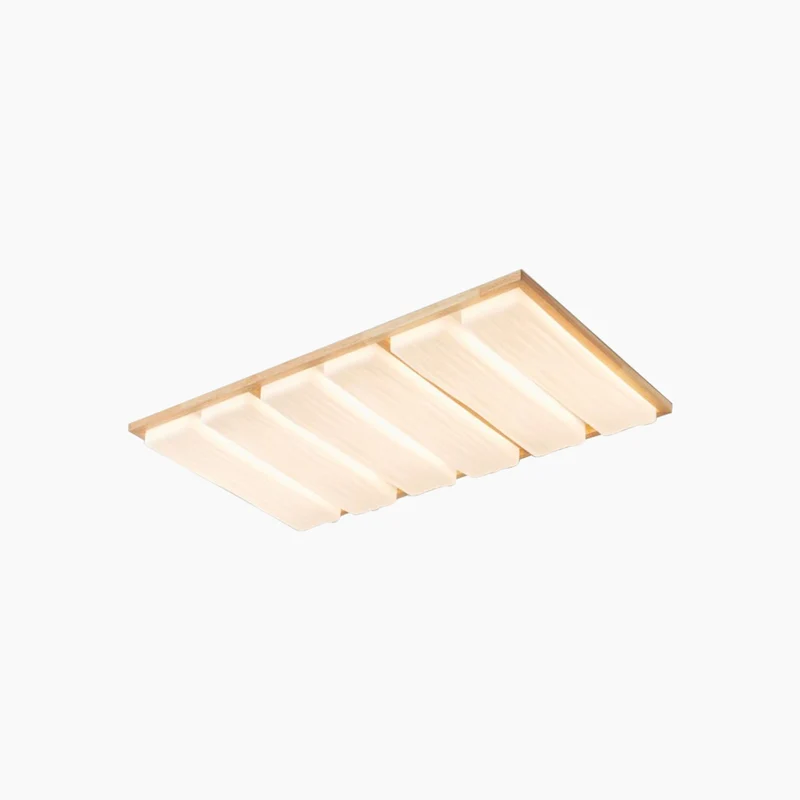 Flush Mount Ceiling Light Nordic Wooden Rectangle, Dimmable