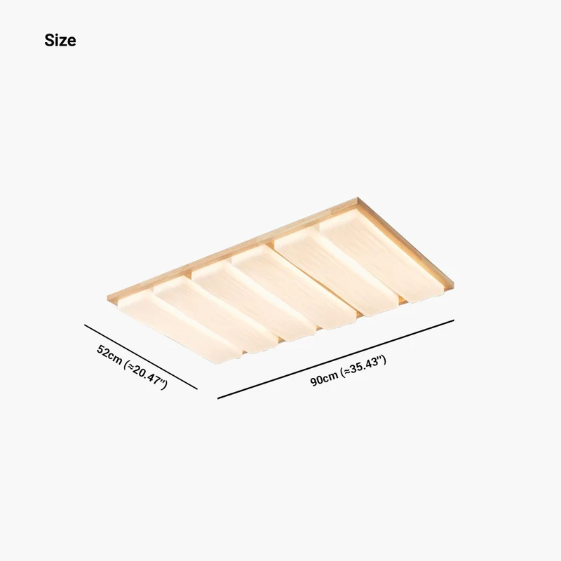 Flush Mount Ceiling Light Nordic Wooden Rectangle, Dimmable
