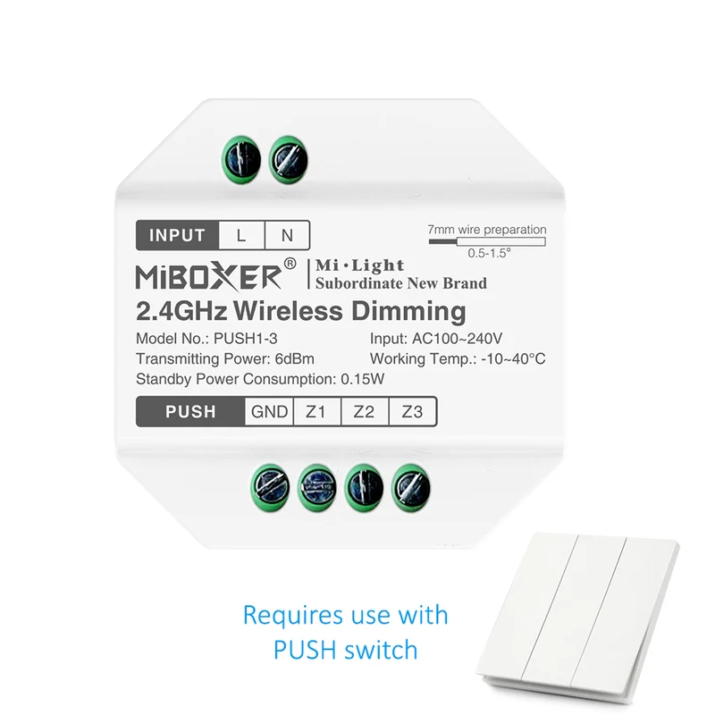 Mi-Light LED Dimmer Push Dim Modul | 3 Kanäle