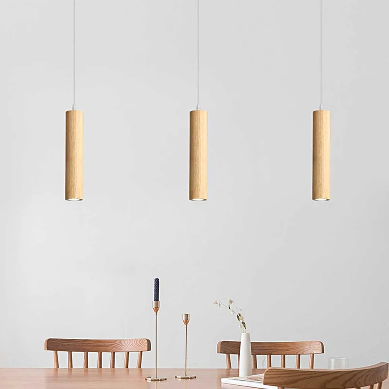 Pendant Light Spotlight Unique Cylinder Tube, Wood
