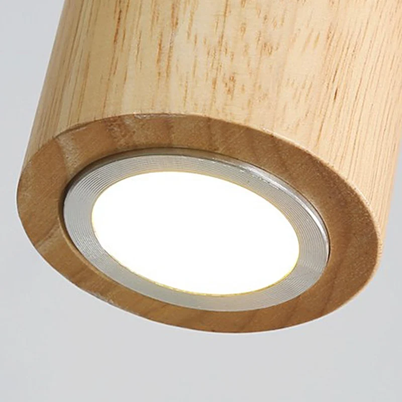 Pendant Light Spotlight Unique Cylinder Tube, Wood