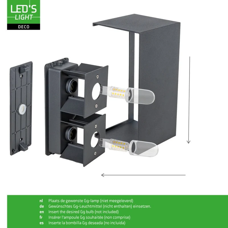 LED Wandleuchte G9 IP65 Anthrazit - Lumo
