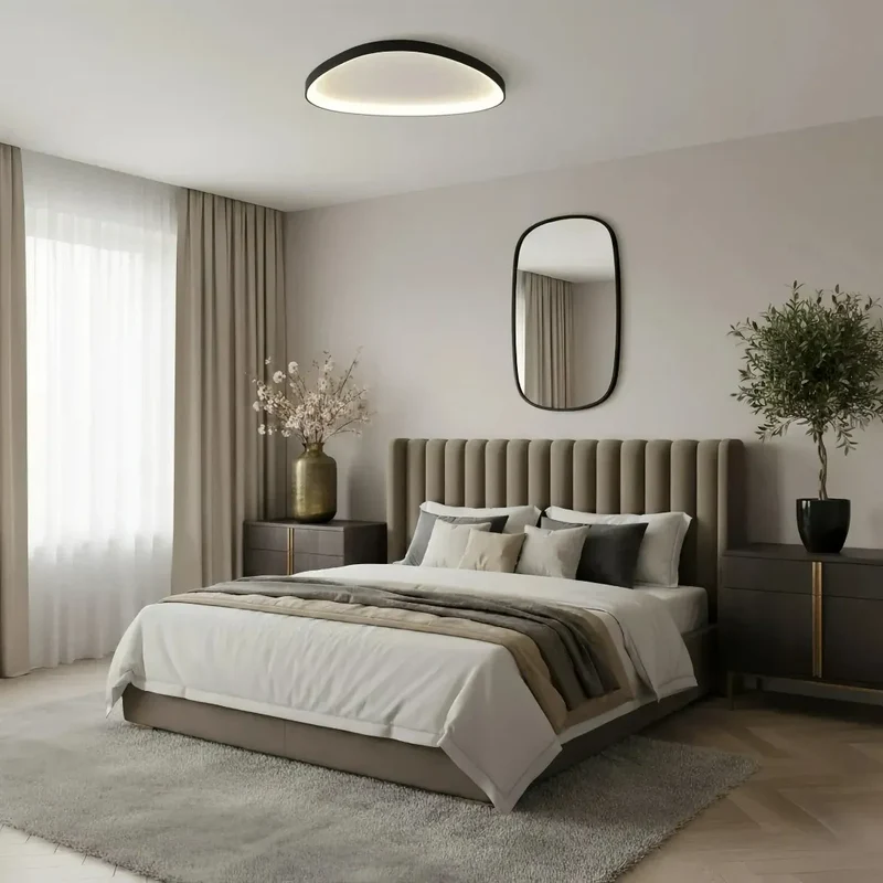 Skandinavische LED-Deckenleuchte fürs Schlafzimmer, dimmbar und ultraflach